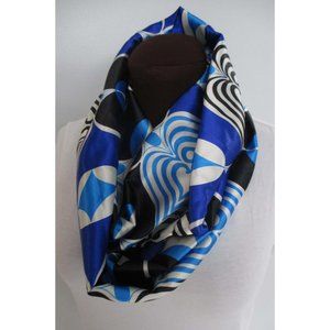 BRAND NEW INFINITY SCARF GORGEOUS BLUE BLACK DESIGN
